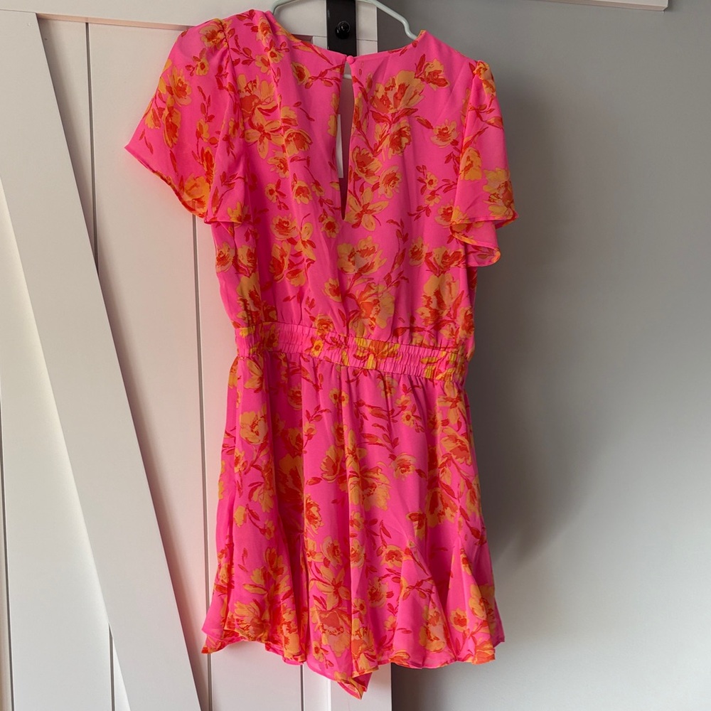 Sugarlips Pink and Orange Floral Romper - Picture 4 of 4